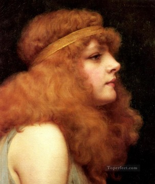  Godward Pintura - Una dama neoclásica de belleza castaña John William Godward